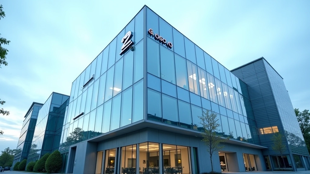 Immeuble moderne représentant une institution financière avec des professionnels travaillant dans un environnement sécurisé