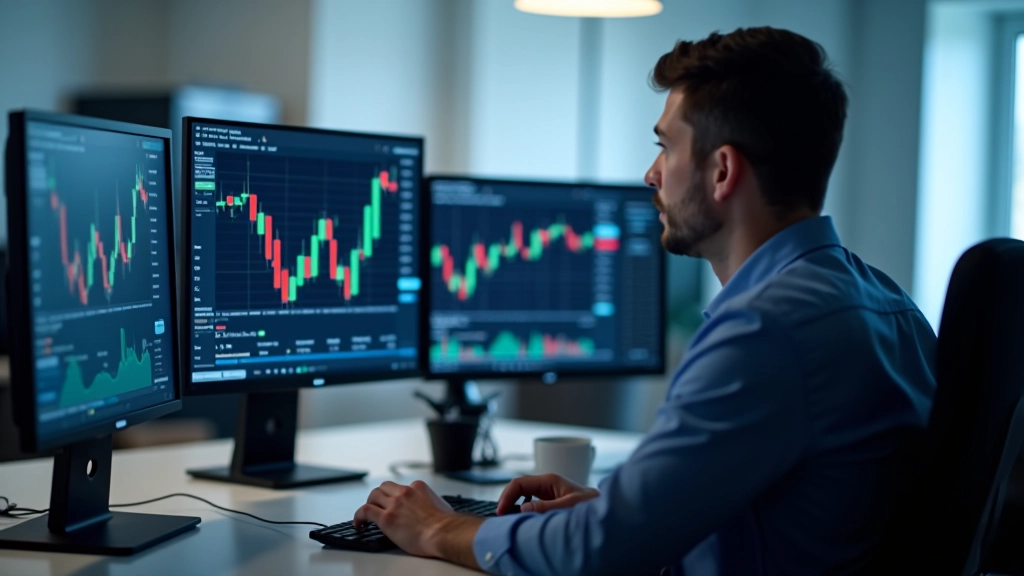 Graphique boursier affichant les chandeliers japonais sur un écran de trading avec données en temps réel